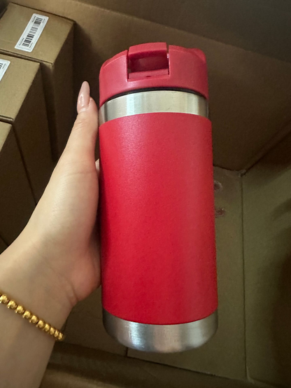 12oz 18oz Kids Outdoor Power Coated Flip Straw Tumblers with Handle for Laser Engraved 25 Pack China Warehouse