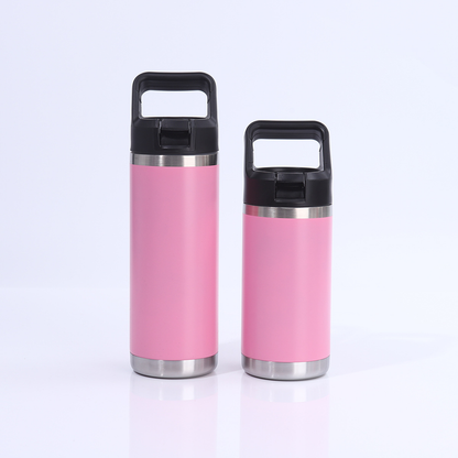 12oz 18oz Kids Outdoor Power Coated Flip Straw Tumblers with Handle for Laser Engraved 25 Pack China Warehouse