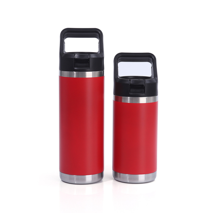 12oz 18oz Kids Outdoor Power Coated Flip Straw Tumblers with Handle for Laser Engraved 25 Pack China Warehouse