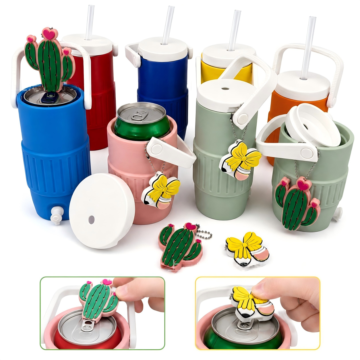 12oz Cooler Can Holder Retro Cooler Style Can Koozie Tumbler Parties Reusable Drink Holder with Straw Hole