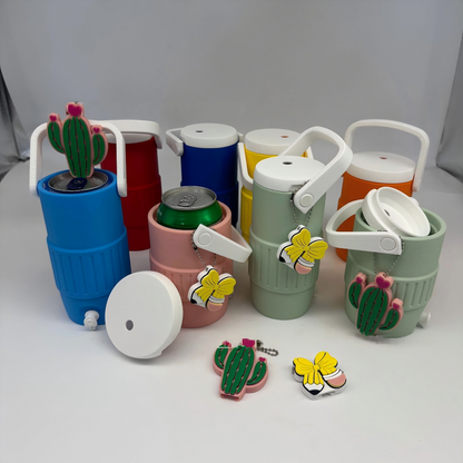 12oz Cooler Can Holder Retro Cooler Style Can Koozie Tumbler Parties Reusable Drink Holder with Straw Hole