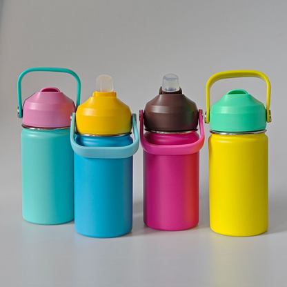 12oz Kids Macaron Color Portable Tumblers with Soft Silicone Straw and Handle 50Pack China Warehouse