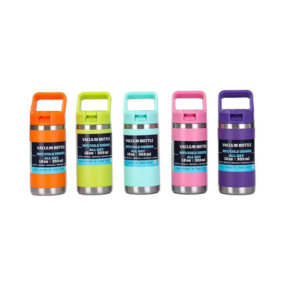 12oz Kids Yeti Style Water Bottles with Flip Straw Lids for Laser Engraving 25Pack China Warehouse