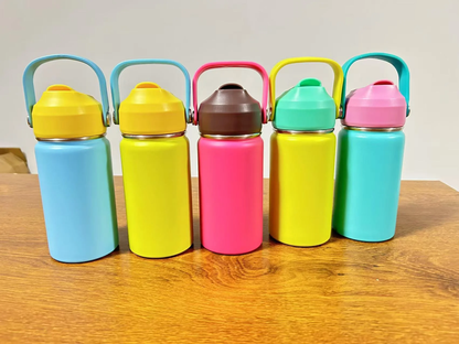 12oz Kids Macaron Color Portable Tumblers with Soft Silicone Straw and Handle 50Pack China Warehouse