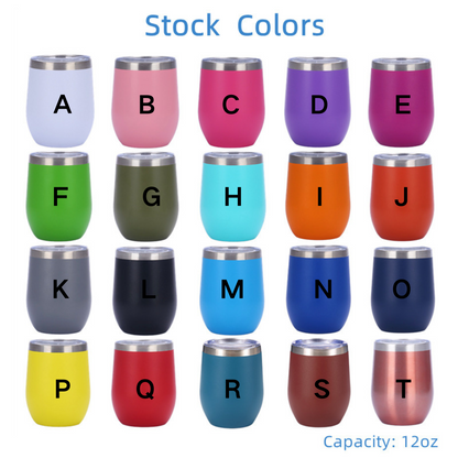 12oz Powder Coating Stainless Steel Wine Tumblers with Slide Lids for Laser Engraving 50 Pack China Warehouse