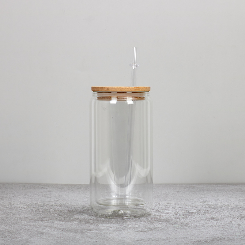 12oz Snow Globe Sublimation Glass Can with Wooden Lids Pre Drilled Hole with Plug 25Pack USA Warehouse