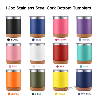 12oz Stainless Steel Cork Bottom Coffee Tumblers for Laser Engraving 50 Pack China Warehouse