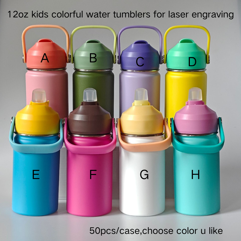 12oz Kids Macaron Color Portable Tumblers with Soft Silicone Straw and Handle 50Pack China Warehouse