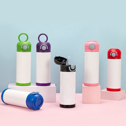 12oz Kids Bounce Lids Sublimation Blank Tumblers Portable Lock Vacuum Insulated Water Bottles 24 Pack 50Pack USA Warehouse