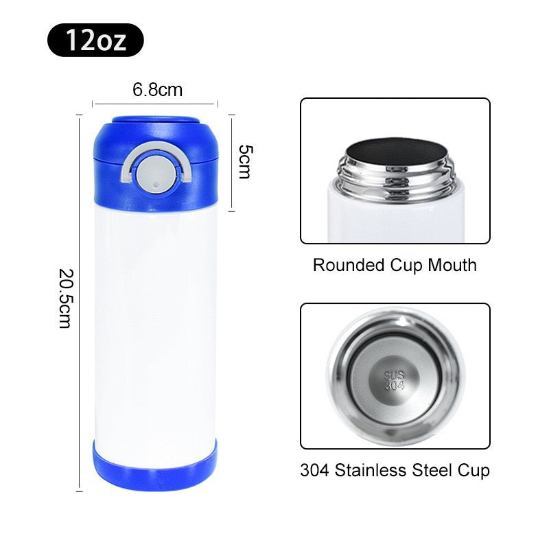 12oz Kids Bounce Lids Sublimation Blank Tumblers Portable Lock Vacuum Insulated Water Bottles 24 Pack 50Pack USA Warehouse