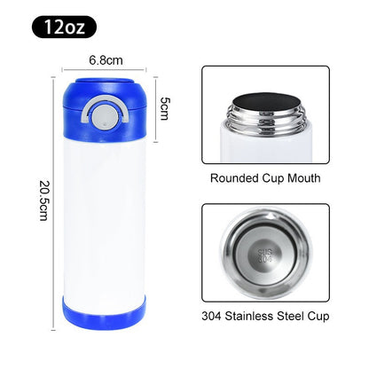 12oz Kids Bounce Lids Sublimation Blank Tumblers Portable Lock Vacuum Insulated Water Bottles 24 Pack 50Pack USA Warehouse