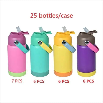 12oz Kids Colorful Powder Coated Water Bottles for Laser Engraving 25Pack USA Warehouse