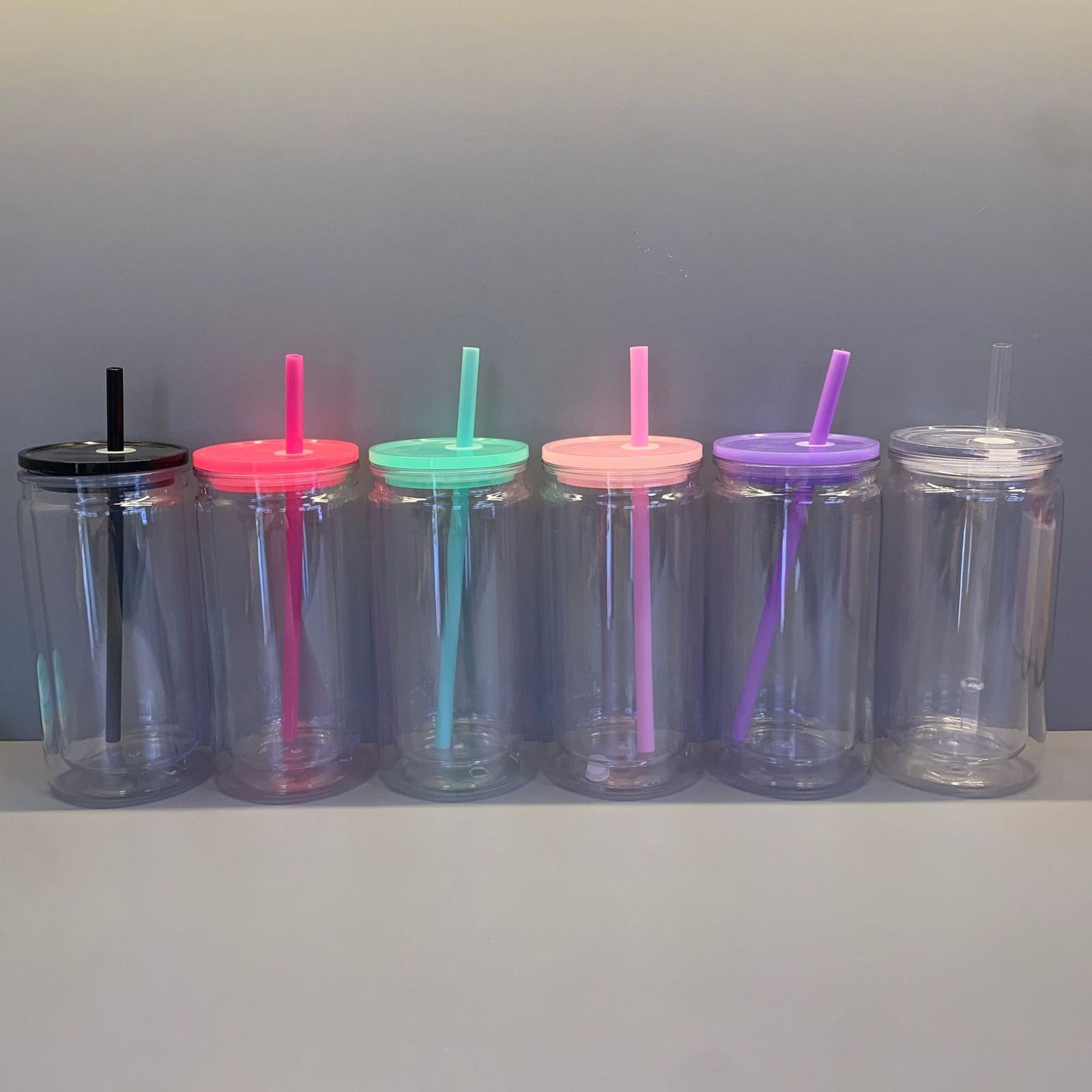 Inner 12oz Outer 16oz Snow Globe Acrylic Plastic Can Double Wall Cups WIth Plug and Pre-Drilled Hole 25Pack USA Warehouse
