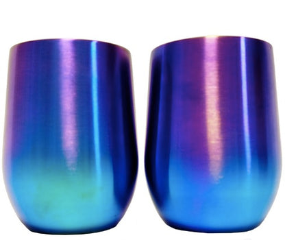 12oz Rainbow Plated Wine Tumbles Double Wall Insulated Cups for Laser Engraving 50Pack China Warehouse