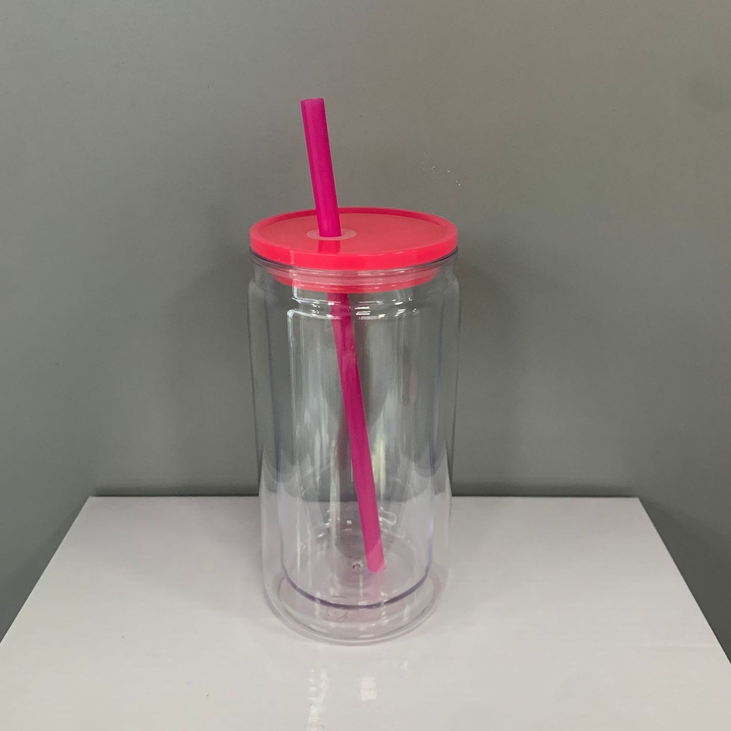 Inner 12oz Outer 16oz Snow Globe Acrylic Plastic Can Double Wall Cups WIth Plug and Pre-Drilled Hole 25Pack USA Warehouse