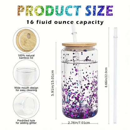 12oz Snow Globe Sublimation Glass Can with Wooden Lids Pre Drilled Hole with Plug 25Pack USA Warehouse