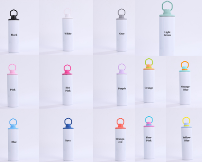 20oz Blank Sublimation Skinny Water Bottles With Colorful Handle Lids 14 Colors Mix 25 Pack China Warehouse