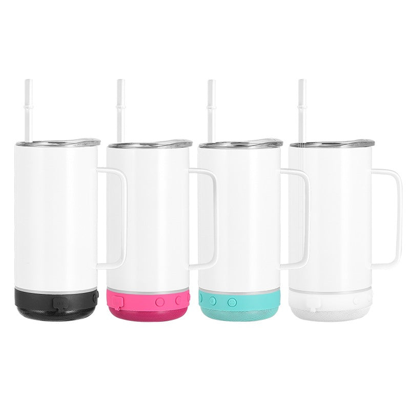 14oz White Sublimation Speaker Bluetooth Stainless Steel Mugs Five Colors Mix 25 Pack China Warehouse