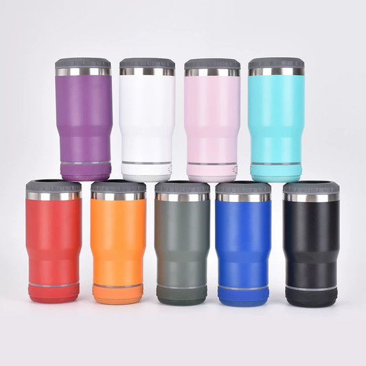 14oz Power Coated Speaker Bluetooth Cooler Can with 3 Lids for Laser Engrvaing 25Pack China Warehouse