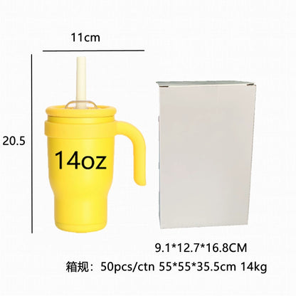 Kids 14oz Stainless Steel Colorful Tumblers with Handle for Laser Engraving 25Pack China Warehouse