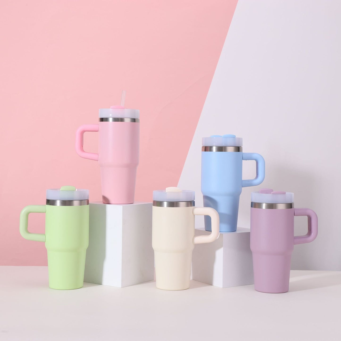 14oz Kids Powder Coated Quencher Tumblers with Mini Handle for Laser Engraving 25Pack China