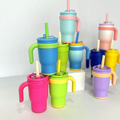 Kids 14oz Stainless Steel Colorful Tumblers with Handle for Laser Engraving 25Pack China Warehouse