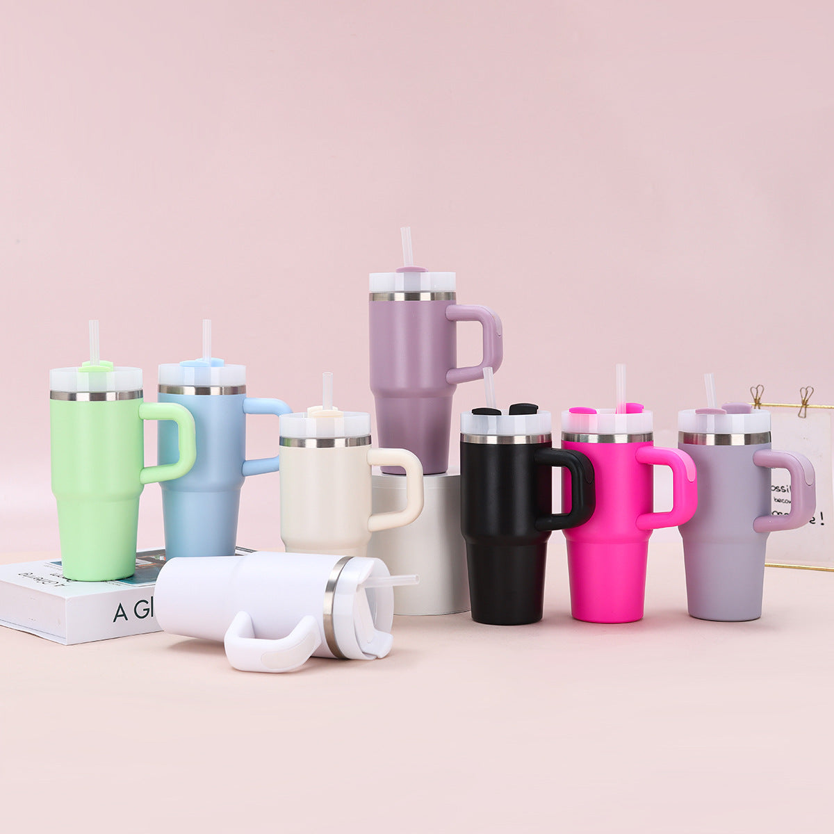 14oz Kids Powder Coated Quencher Tumblers with Mini Handle for Laser Engraving 25Pack China