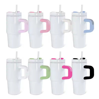 25Pack China Warehouse 14oz Kids Blank Sublimation Stainless Steel Mugs with Handle White Tumblers for Students