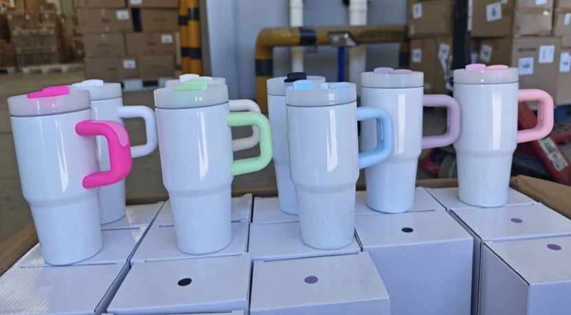25Pack China Warehouse 14oz Kids Blank Sublimation Stainless Steel Mugs with Handle White Tumblers for Students