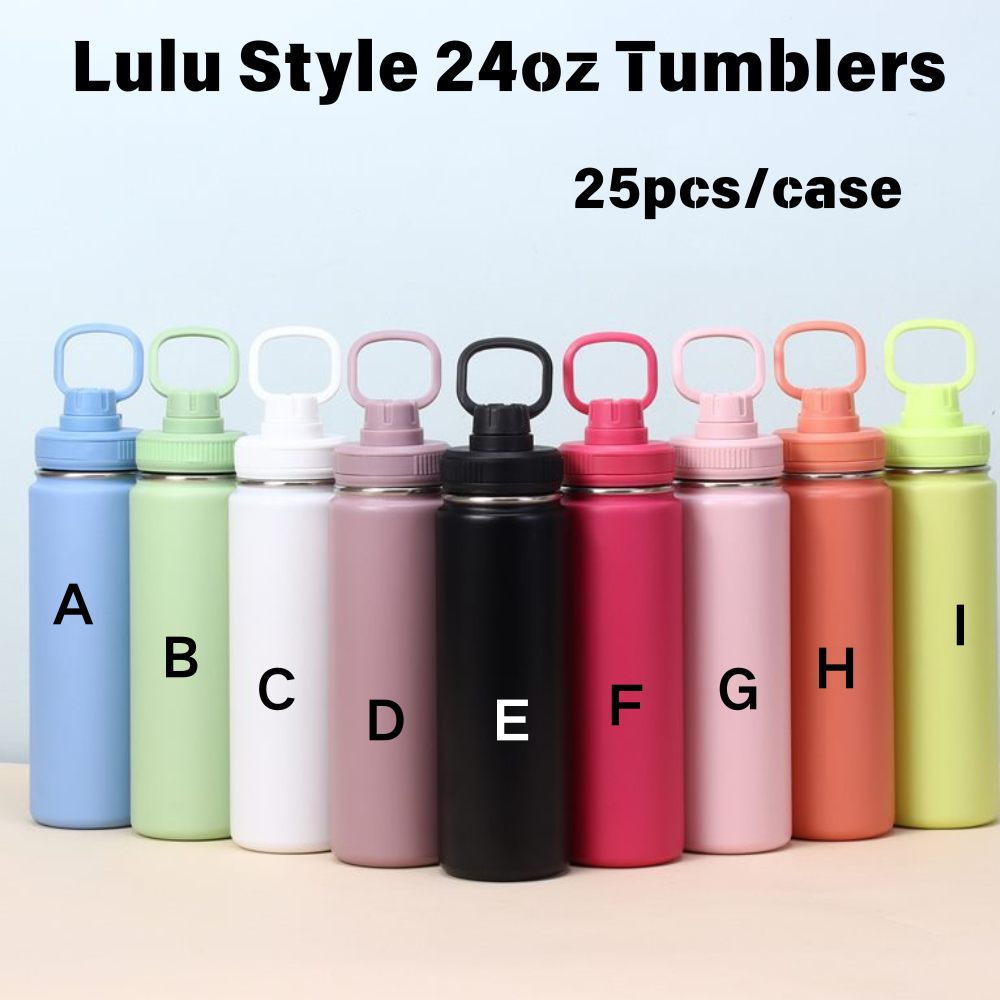 25 Pack Yipai China Warehouse 24oz Lulu Style Power Coated Double Wall Stainless Steel Tumblers for Laser Engraving Sports and Fitness Outdoor Space Kettle