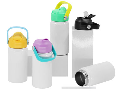 15oz Kids Blank Sublimation Water Bottles with Flip Straw Colorful Lids and Handle 25Pack China Warehouse