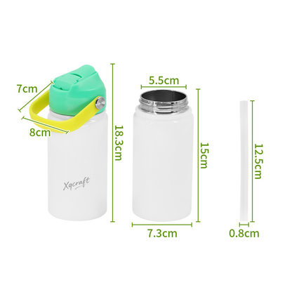 15oz Kids Blank Sublimation Water Bottles with Flip Straw Colorful Lids and Handle 25Pack China Warehouse