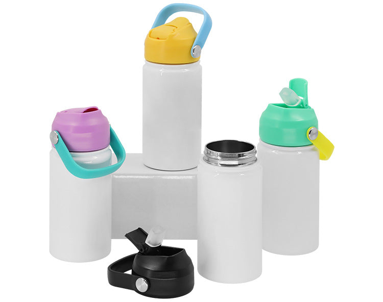 15oz Kids Blank Sublimation Water Bottles with Flip Straw Colorful Lids and Handle 25Pack China Warehouse