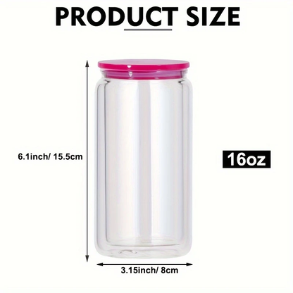 12oz 15oz Snow Globe Glass Can Pre-Drilled Hole Double Wall Glass Cups with Plug 25pack China Warehouse
