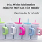 25 Pack 16oz Stainless Steel Can With Handle for Sublimation Double Wall Blank White Sub Metal Mugs for UV DTF Wraps