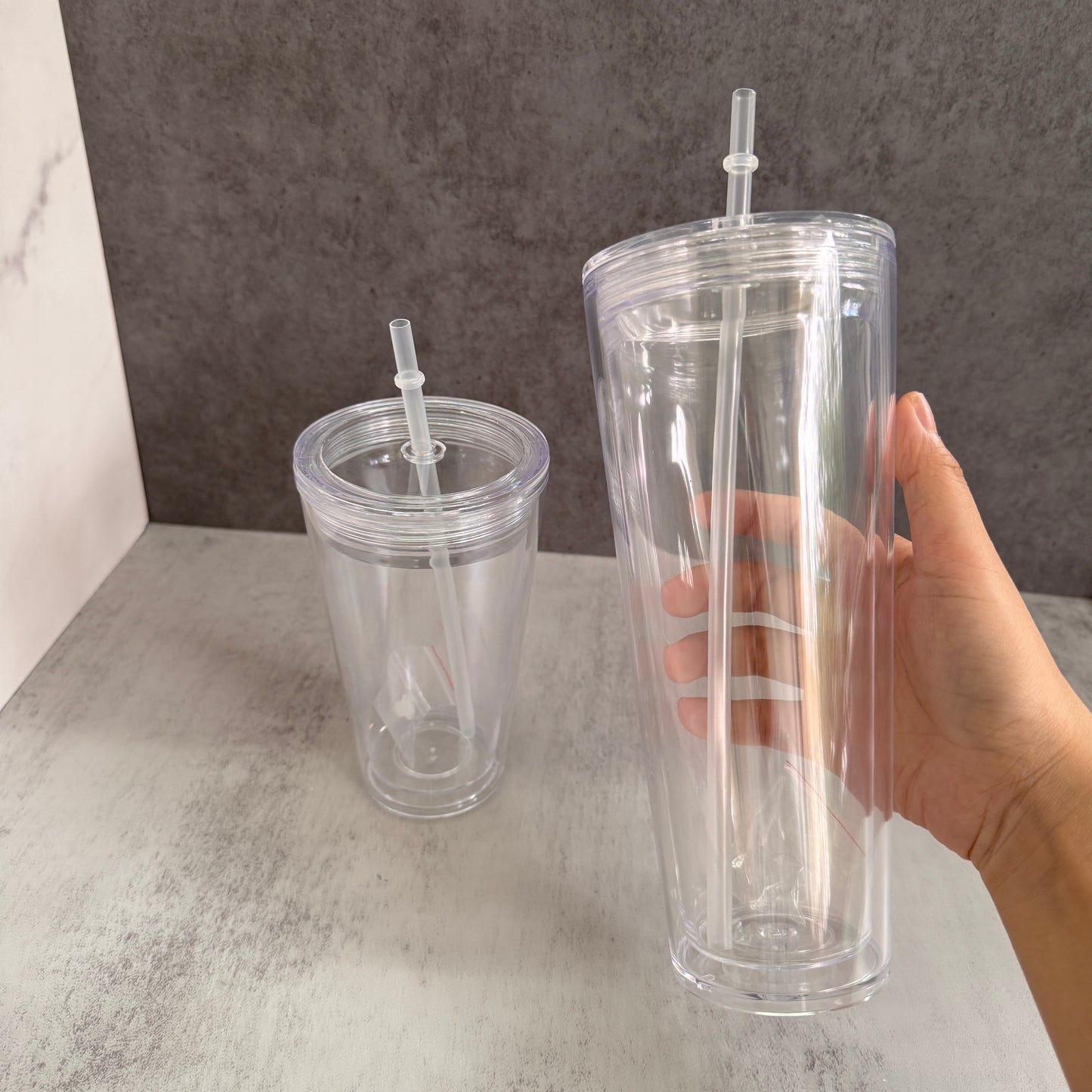 16oz 24oz Clear Snow Globe Plastic Cups Pre Drilled Hole and With Plug 20 Pack China Warehouse