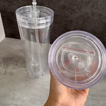 16oz 24oz Pre Drilled Snow Globe Plastic Acrylic Can with Two Layer Leak Proof Lids 20 Pack China Warehouse