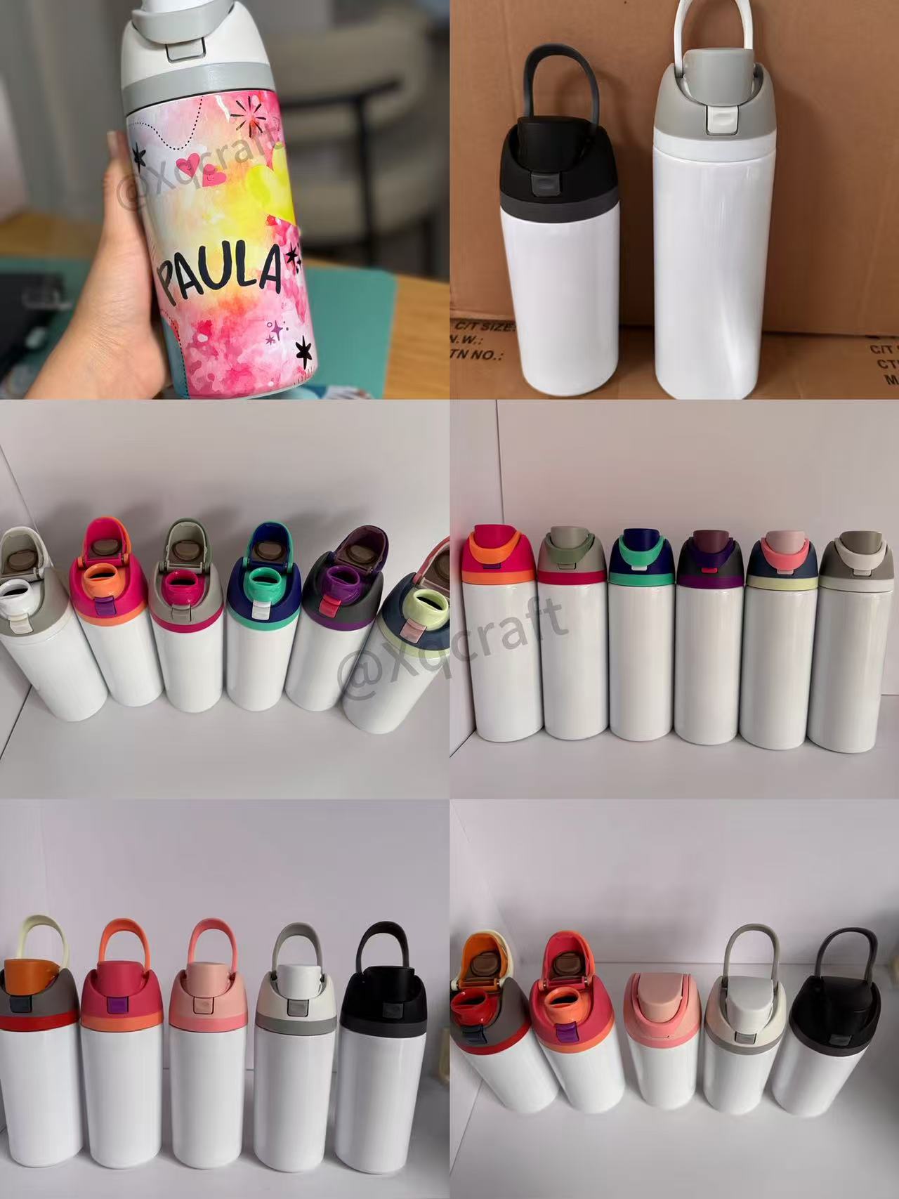 16oz 24oz White Subliamtion Water Bottles with Leak Proof Lids 24Pack USA Warehouse