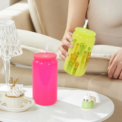 16oz Neon Glass Can For Sublimation And UV DTF Wraps 25 Pack 50 Pack China Warehouse
