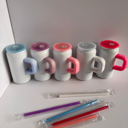 16oz Glossy White Color Sublimation Stainless Steel Mugs with Cute Handle for Kids 25 Pack China Warehouse