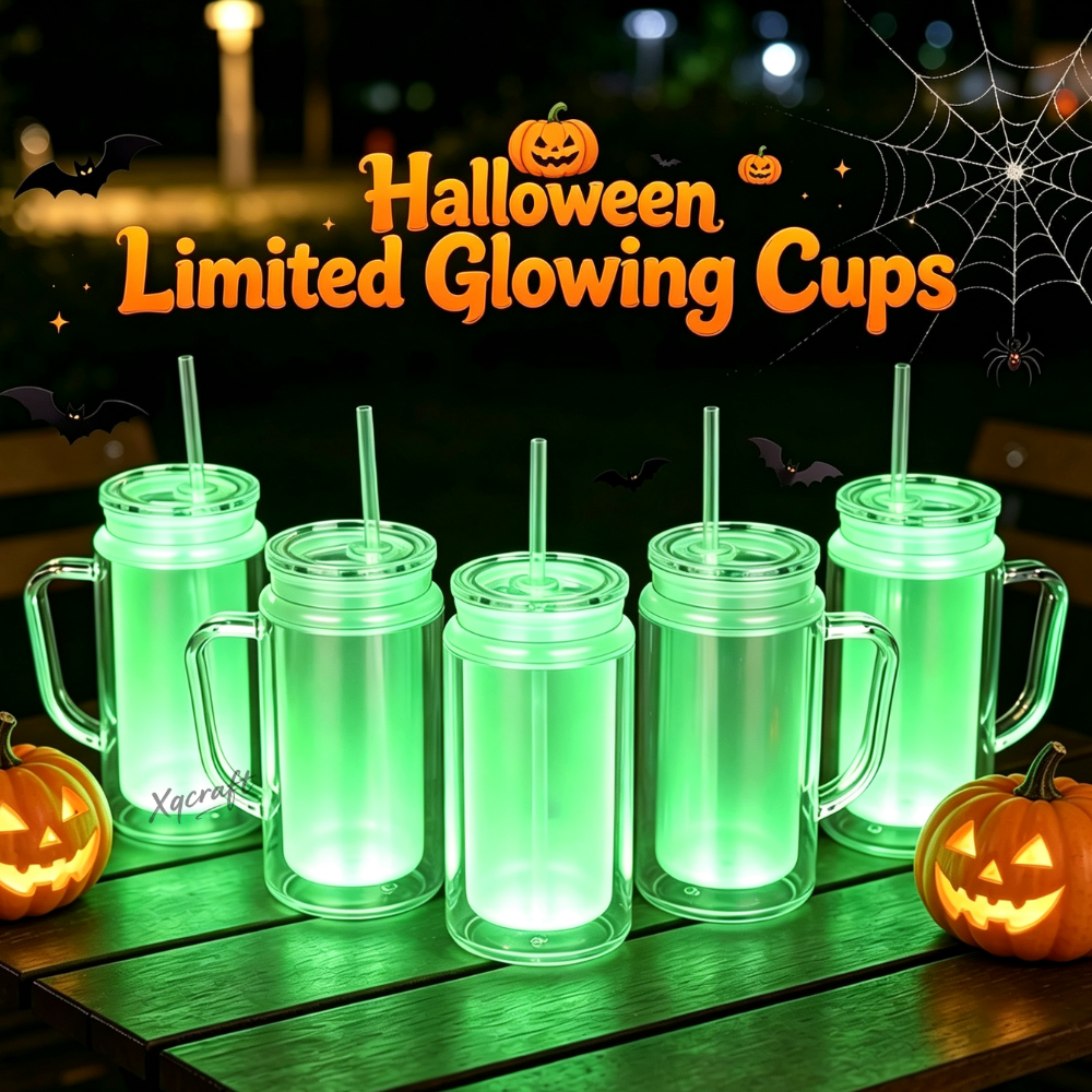 16oz Glow In The Dark Green Snow Globe Plastic Can With Handle For Halloween 25 Pack China Warehouse