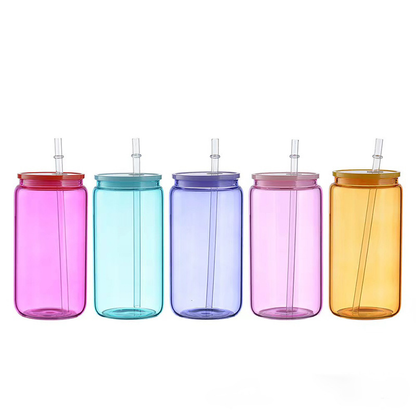 16oz Jelly Color Blank Sublimation Glass Can for UV DTF Wraps 25Pack USA Warehouse