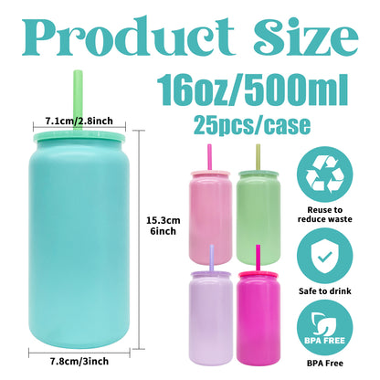 16oz Matt Candy Macaron Color Sublimation Stainless Steel Can 25Pack China Warehouse