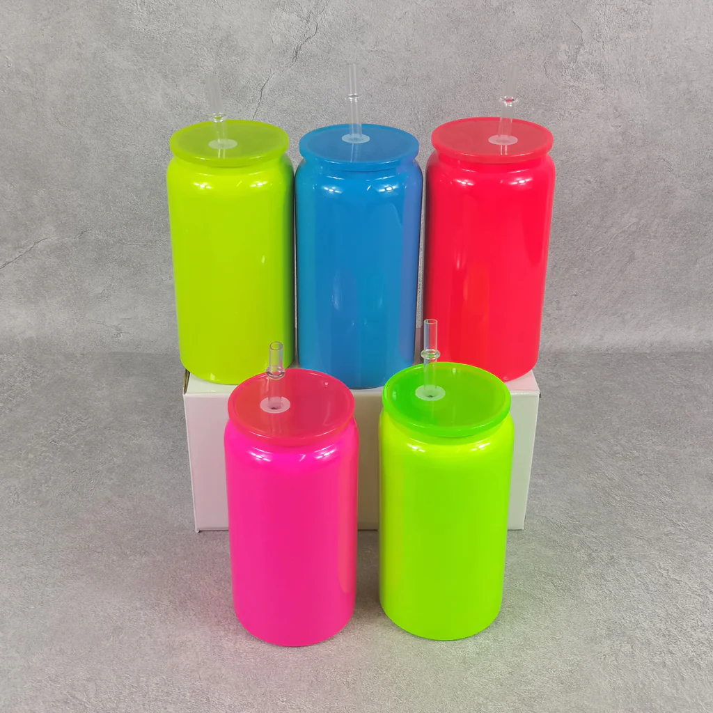 16oz Neon Color Blank Sublimation Stainless Steel Can for UV DTF Wraps 25Pack USA Warehouse