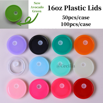 16oz Plastic Lids Bling Rhinestone Lids and Silicone Lids Glass Can 50Pack 100Pack Ship By Air