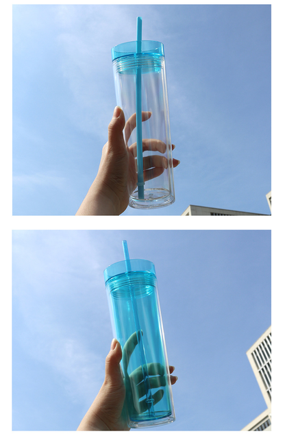 16oz Pre Drilled Hole Snow Globe Skinny Plastic Cups for UV DTF Wraps 25Pack 50Pack China Warehouse