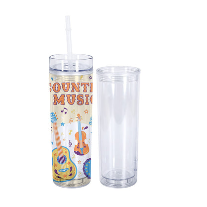 16oz Snow Globe Plastic Skinny Cups Clear Pre Drilled Hole Style 25 Pack 50 Pack China Warehouse