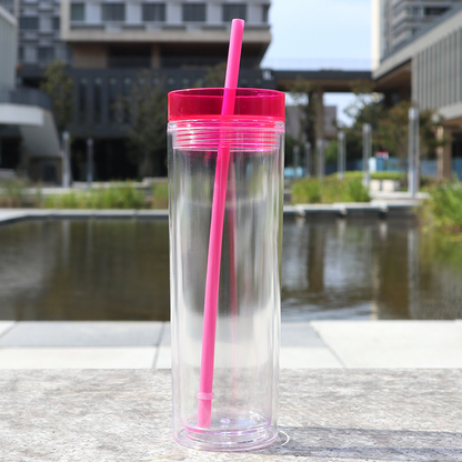 16oz Pre Drilled Hole Snow Globe Skinny Plastic Cups for UV DTF Wraps 25Pack 50Pack China Warehouse