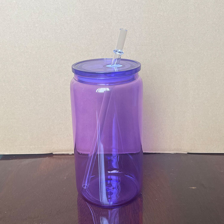 16oz Jelly Color Blank Sublimation Glass Can for UV DTF Wraps 25Pack USA Warehouse
