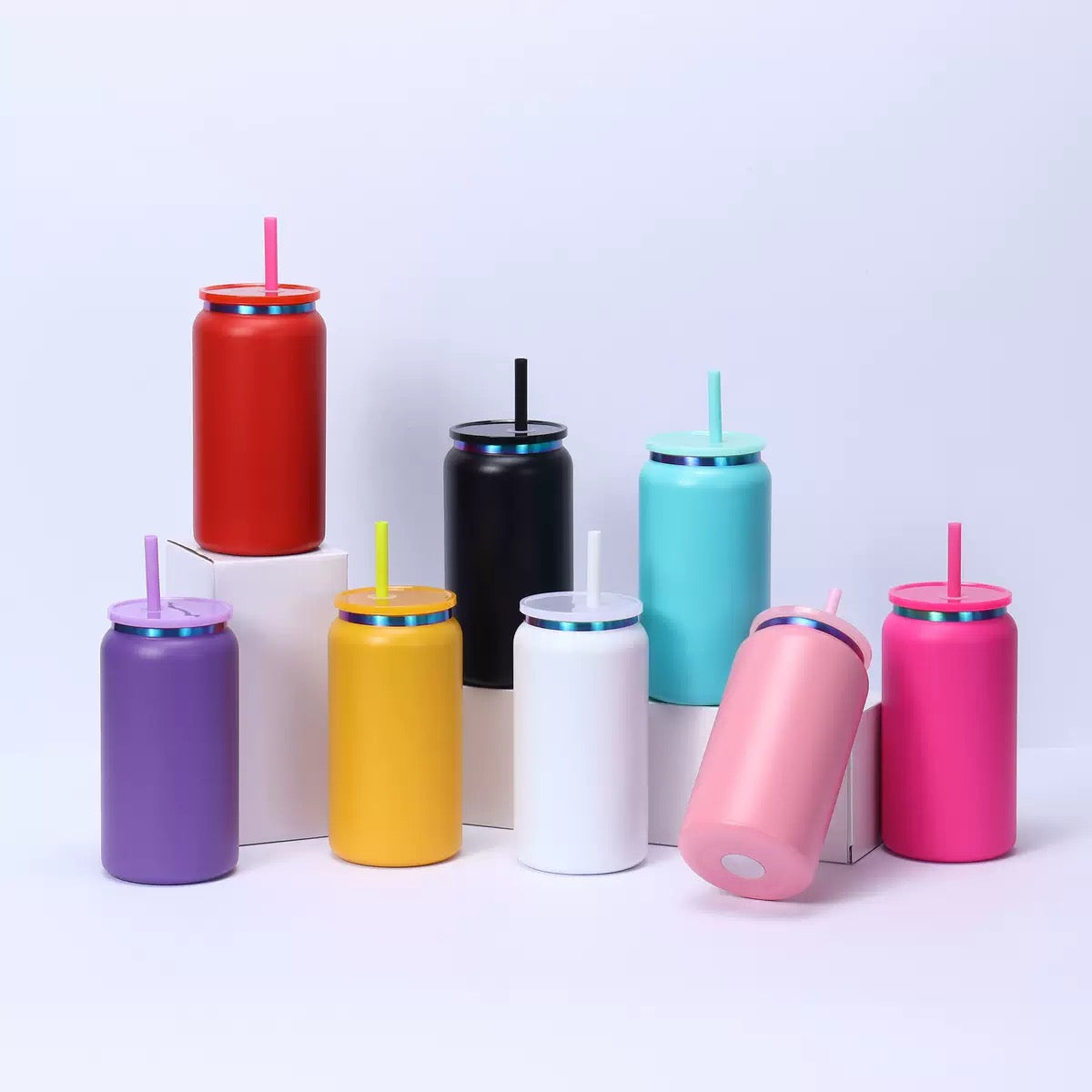 16oz Rainbow Plated Stainless Steel Can for Laser Engraving 25Pack USA Warehouse